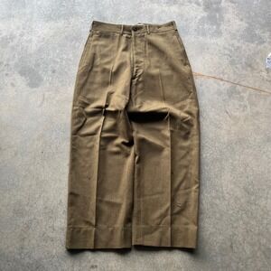 Vintage US Army Wool Field Trousers Olive Drab Military Pants 30x33 Button Fly